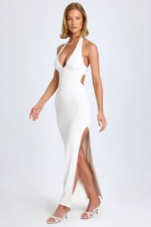 Modal Lace-Trim Halterneck Maxi Dress in White With a flattering fit and elegant design this dress is ideal for any special occasion