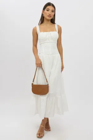 Olive Grove White Maxi Dress Drop Waist