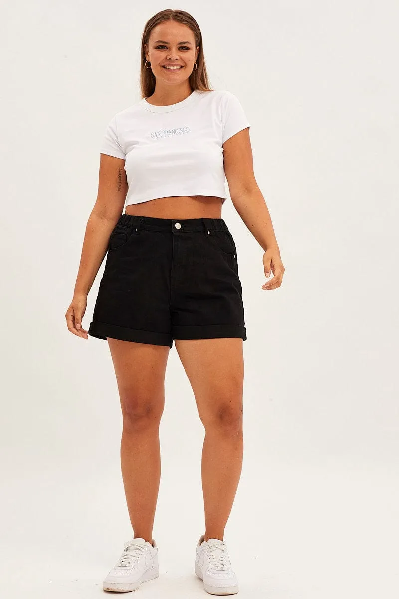White Crop T-shirt Short Sleeve Crew Neck Basic Wardrobe Piece