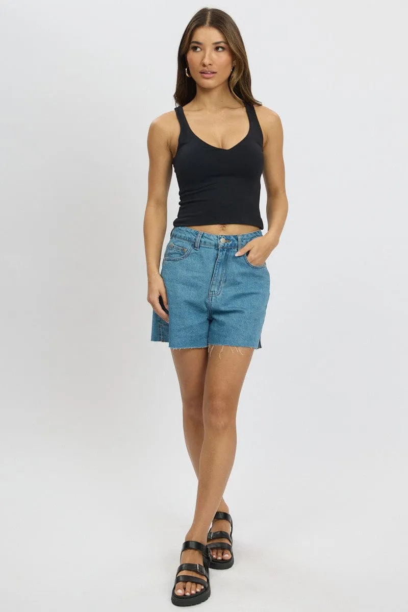 Black Tank Top V Neck Supersoft Design Glow