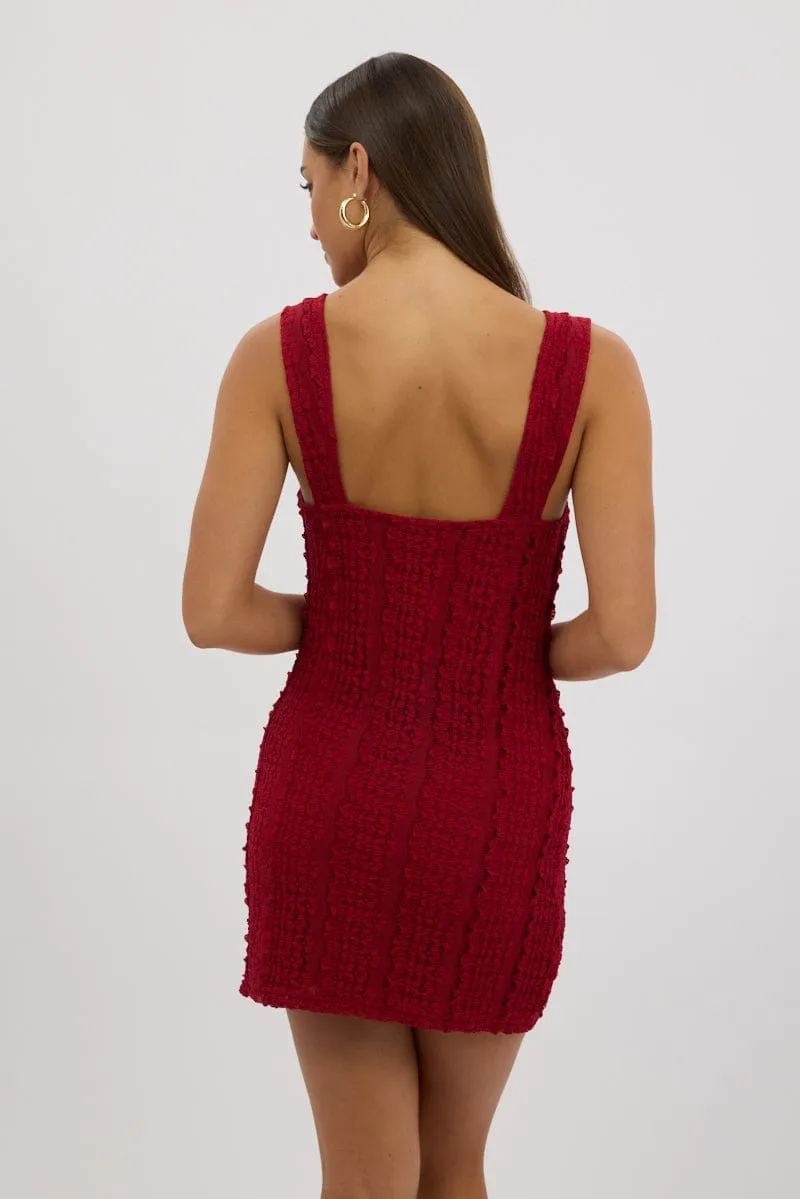 Red Bodycon Dress Lace Mini Timeless Look Formal Attire