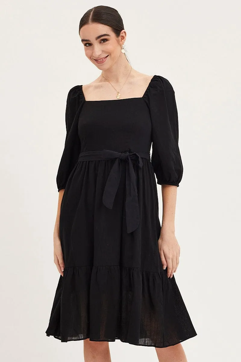 Black Dress Puff Sleeve Maxi The flowing design of this dress ensures freedom of movement while looking sophisticated Sea Breeze