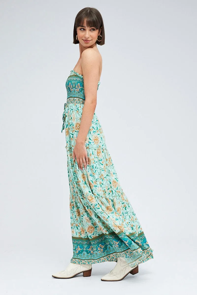Boho Print Maxi Dress Bandeau Sun Dress The elegant cut of this dress ensures you look chic and feel comfortable throughout the day Garden Lane