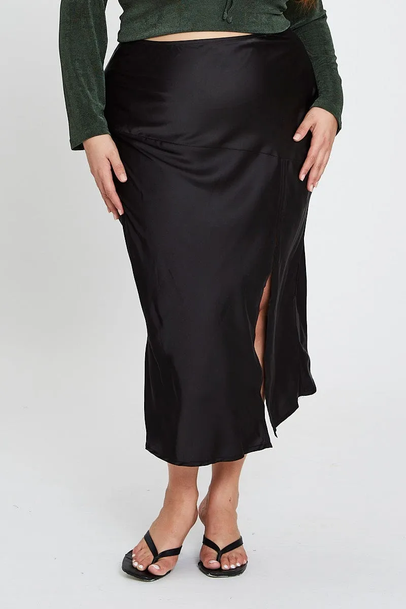 Laid Back Look Black Midi Skirt