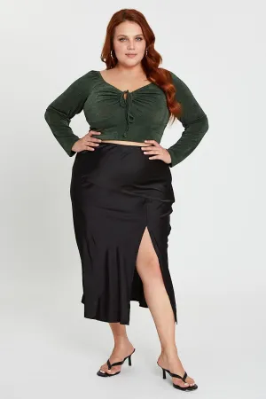 Black Midi Skirt Comfy Fit Heritage Brand