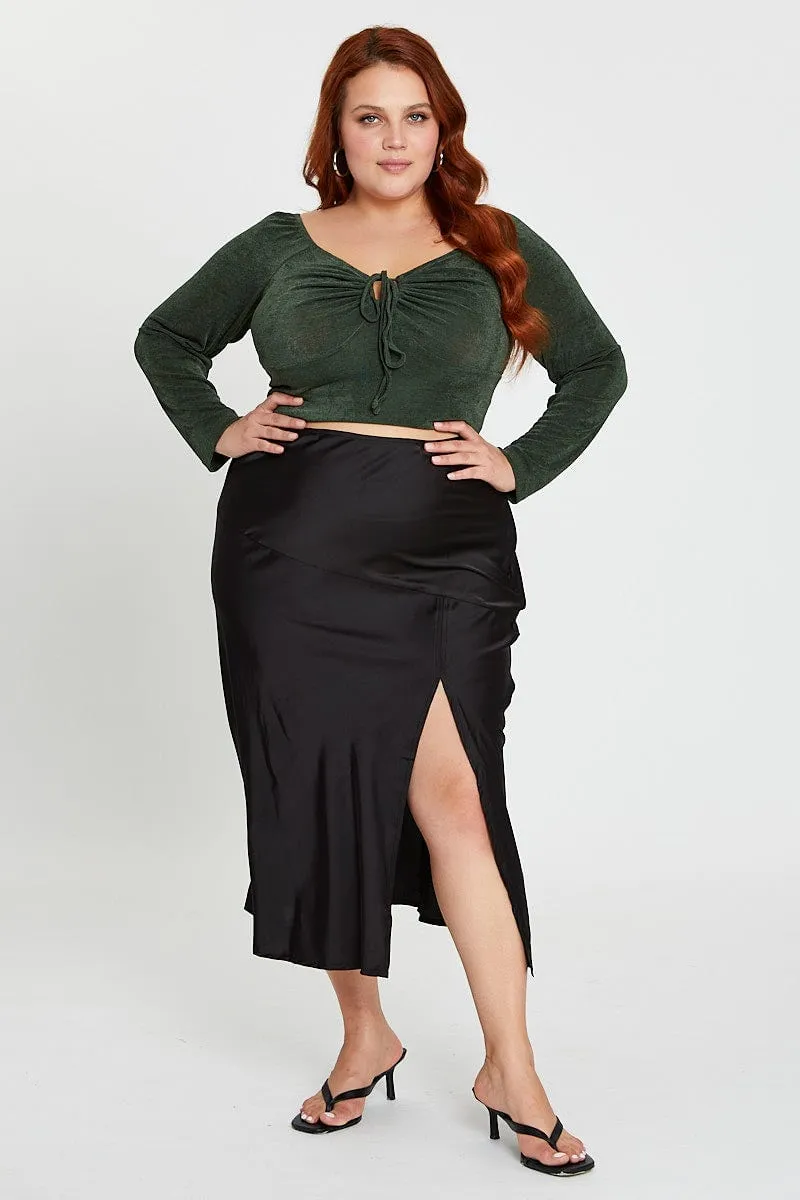 Black Midi Skirt Comfy Fit Heritage Brand
