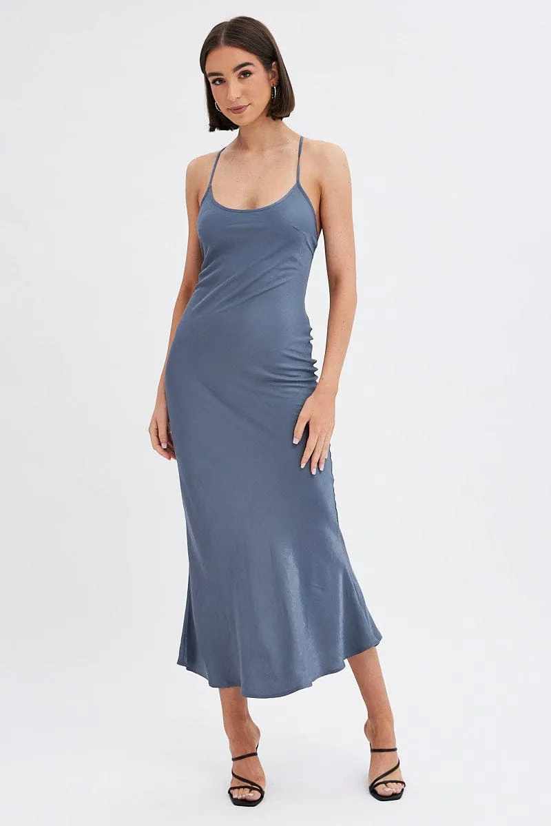 Forest Path Grey Maxi Dress Sleeveless