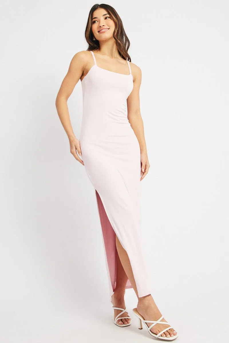 Pink Bodycon Dress Maxi Supersoft Thin Core SustainableTextiles