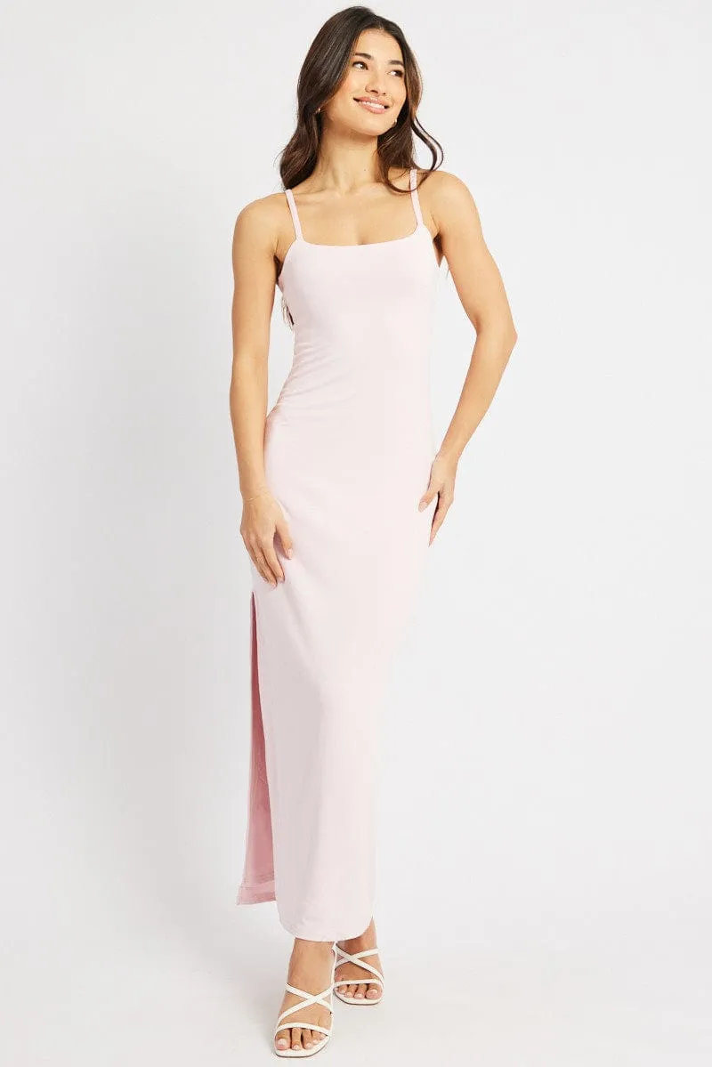 Pink Bodycon Dress Maxi Supersoft Delicate formal gown Shimmer Light