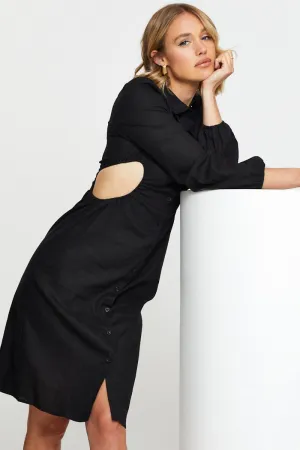 Wood Bridge Black Mini Dress Long Sleeve