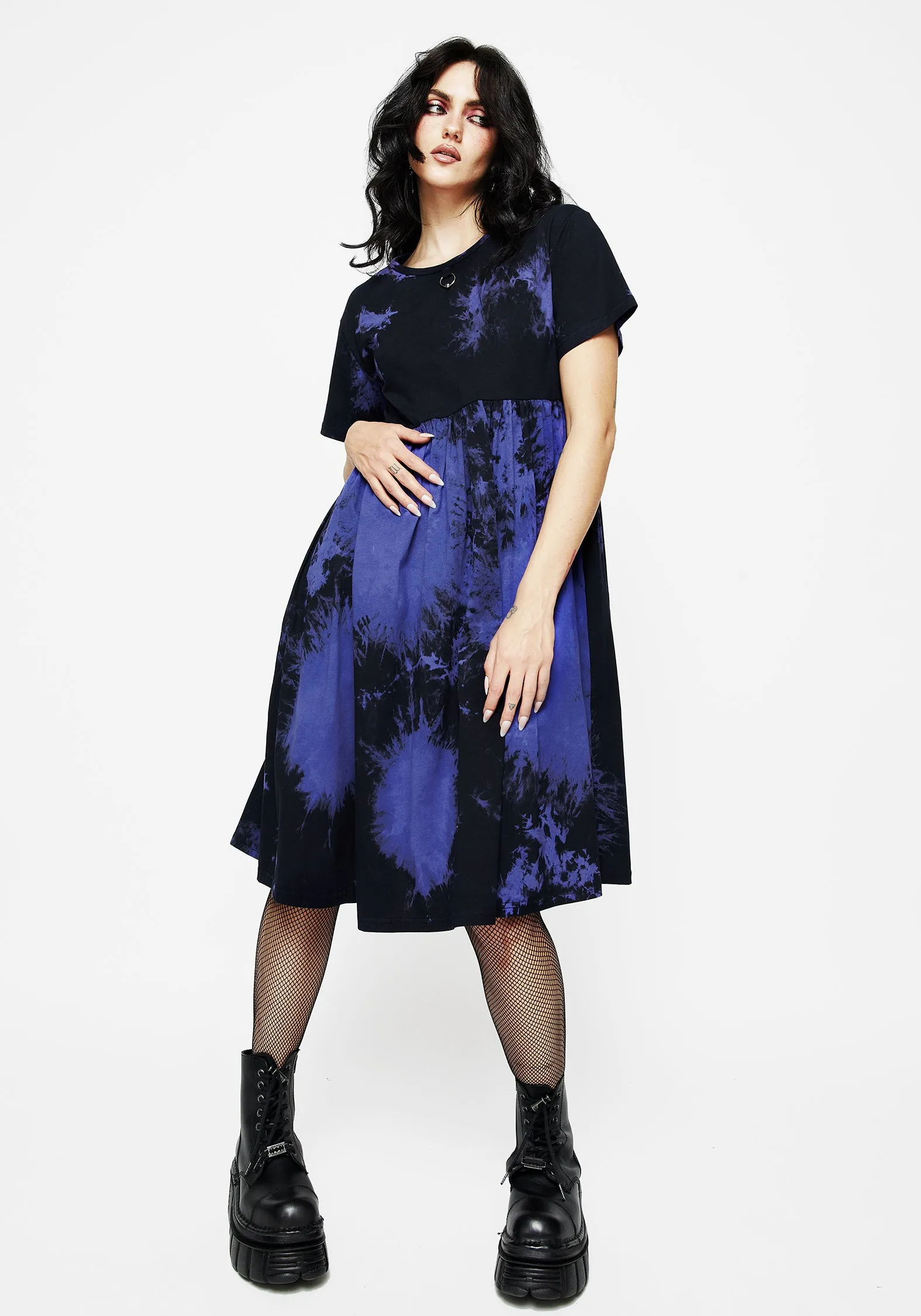 River Side Easy Match Purple Haze Midi Skater Dress