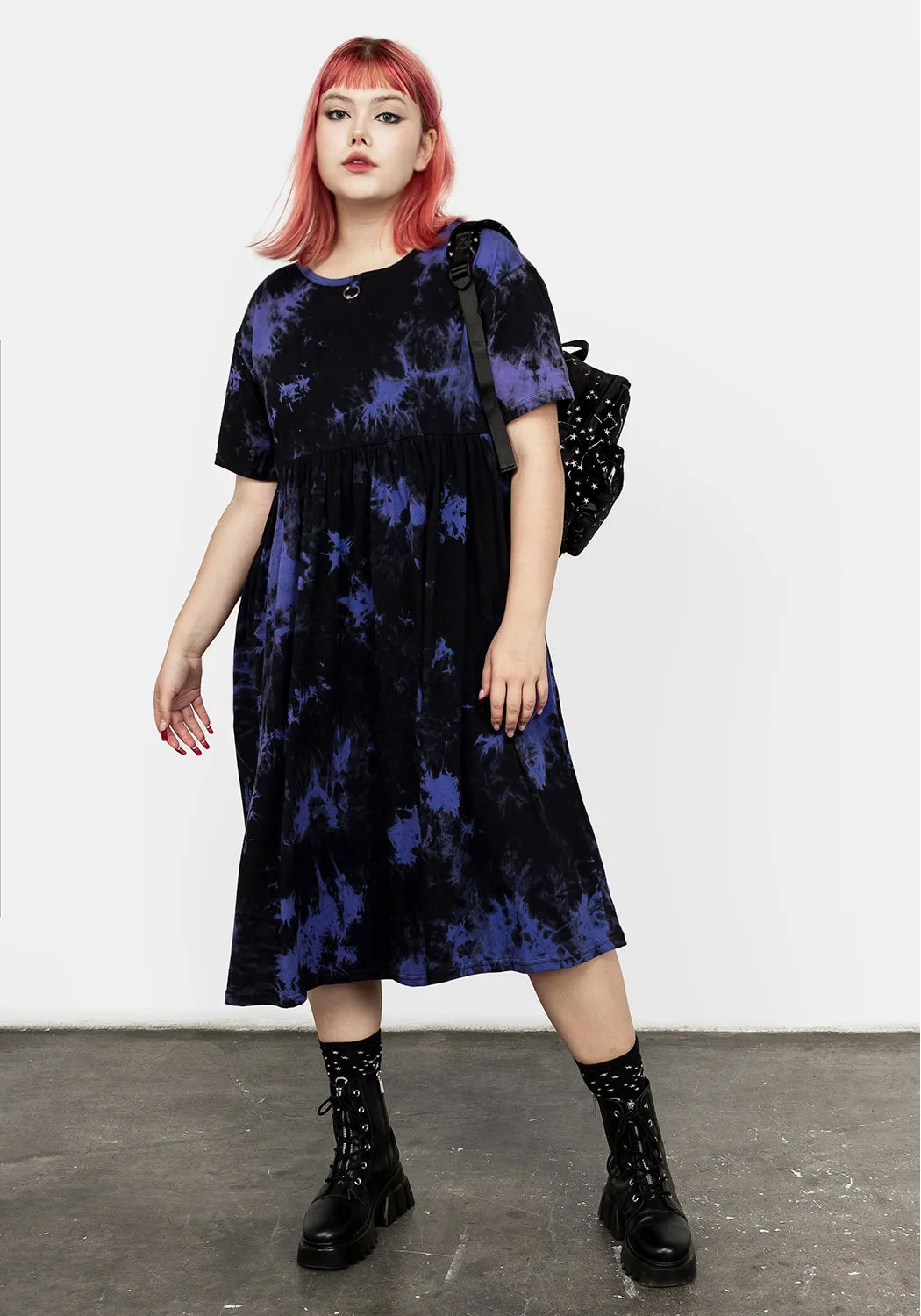 Trendy Fashion Purple Haze Midi Skater Dress