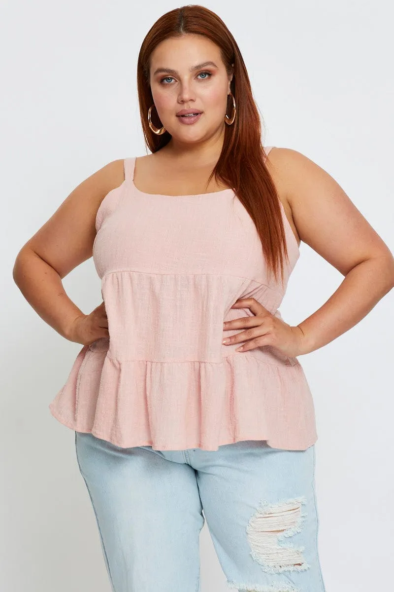 Modern Sneakers Pink Shell Top Sleeveless Tie Back Tie