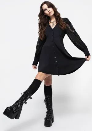 Fashion Forward Covenant Lace Sleeve Button Up Mini Dress