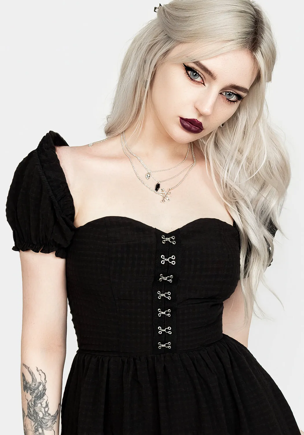 Grass Smell Mortem Midi Dress With Puff Sleeves