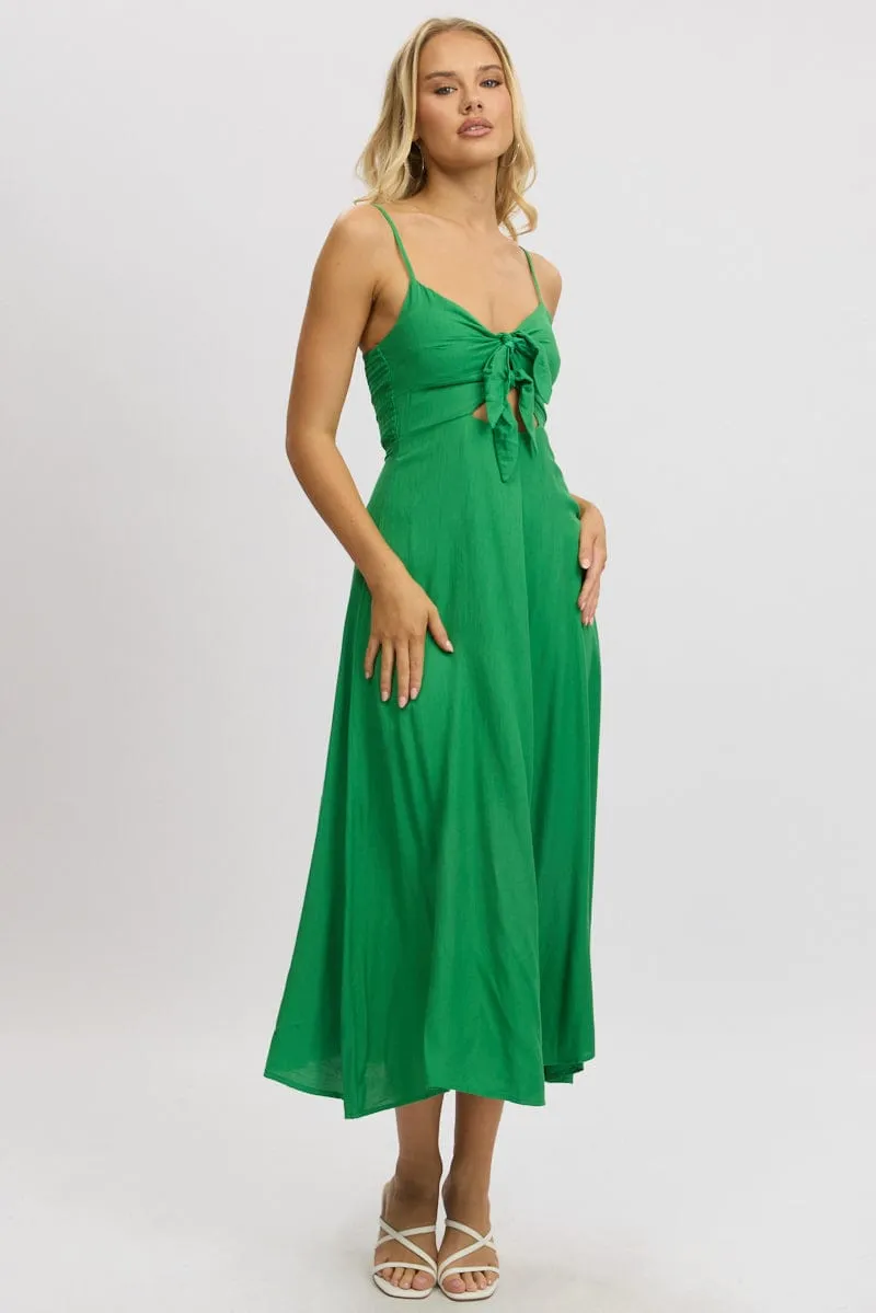 Breezy resort maxi Green Maxi Dress Tie Detail Strappy