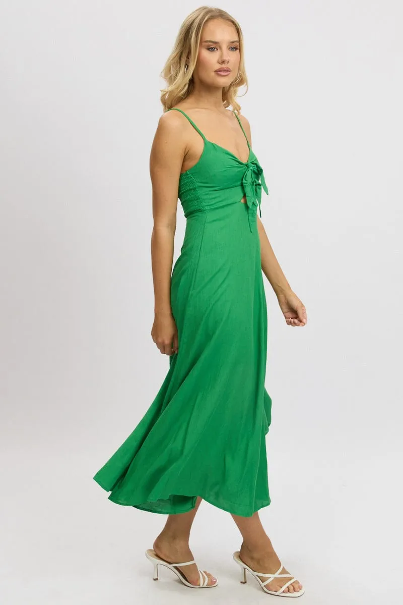 Georgette Glow Green Maxi Dress Tie Detail Strappy