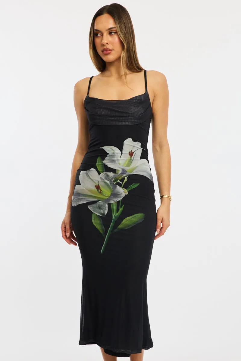 Black Floral Bodycon Dress Maxi Tassel Glow Designed with comfort in mind this dress is perfect for all-day wear