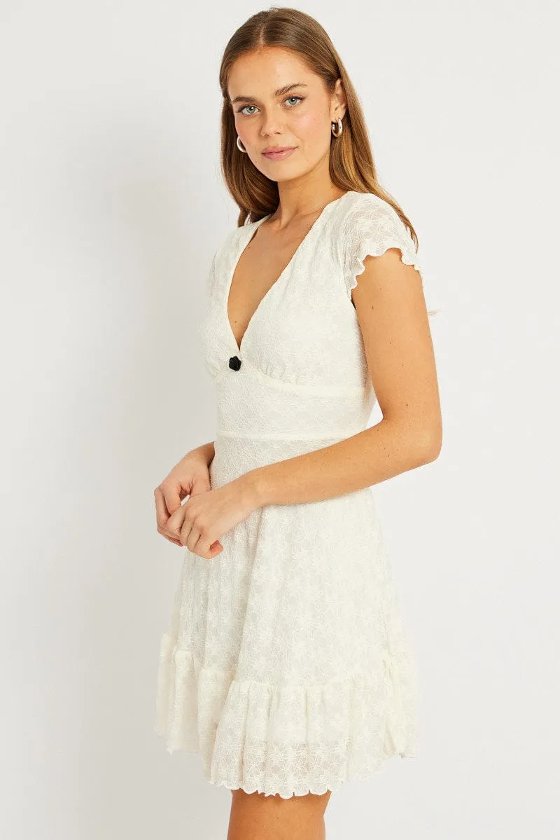 Flash Glow Scene Heat White Mini Dress Lace