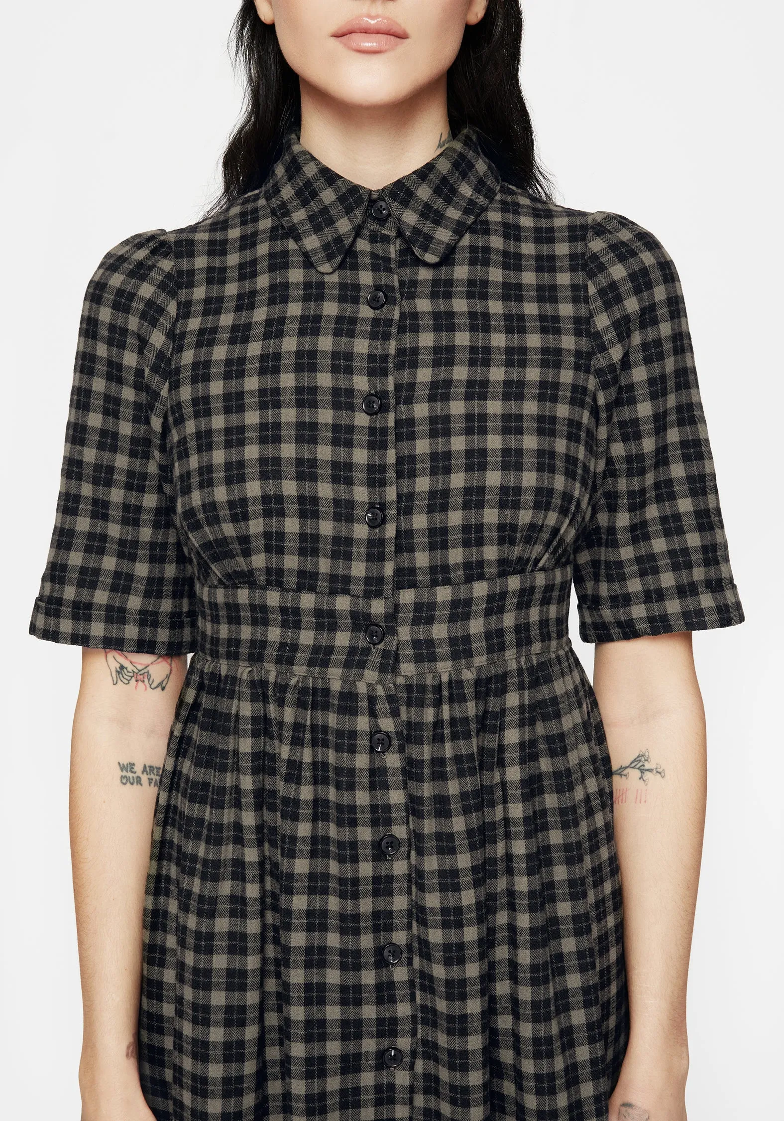 Terra Midi Smock Shirt Dress - Olive Sea View
