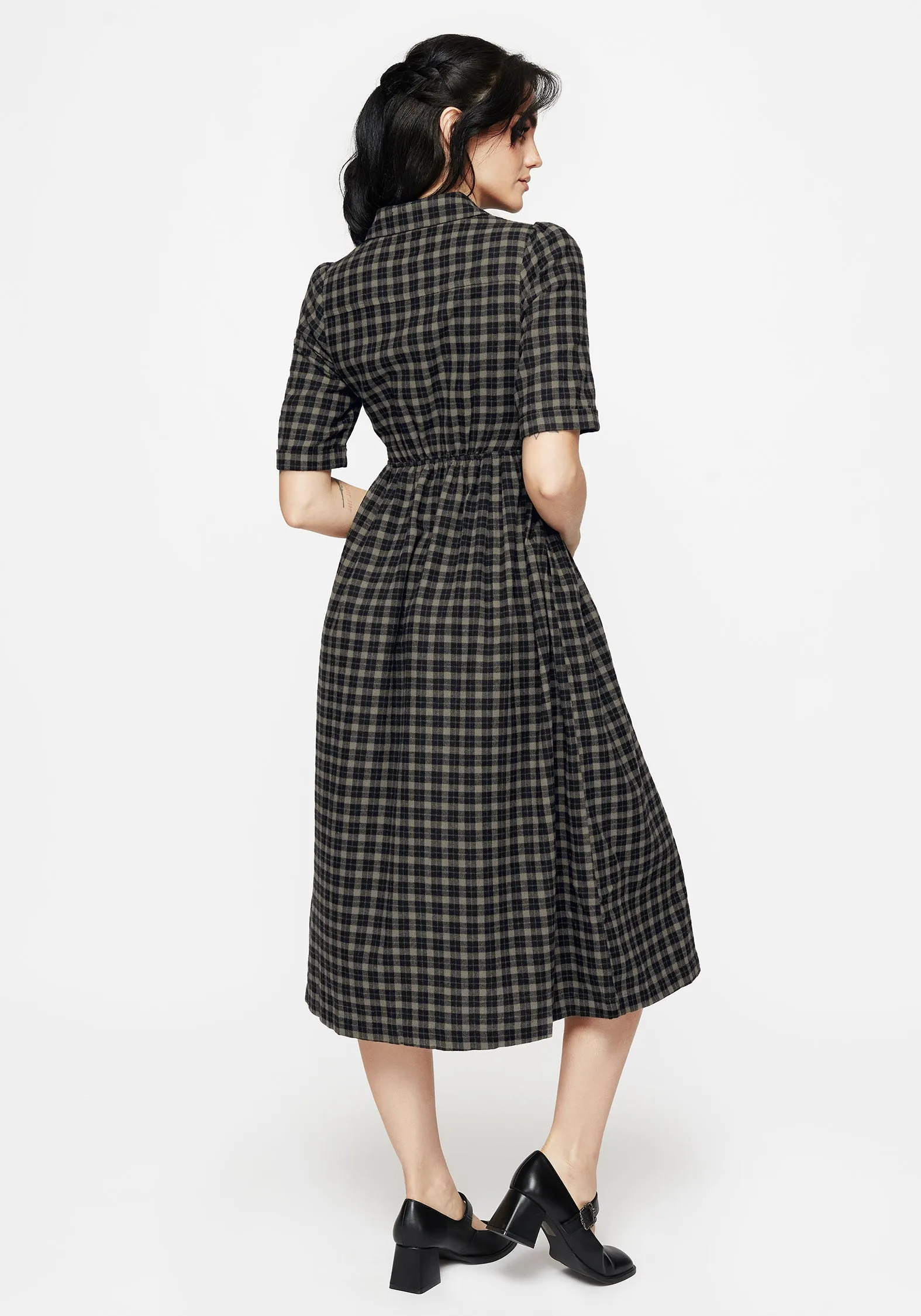Leaf Song Terra Midi Smock Shirt Dress - Olive