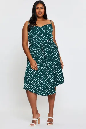 Urban Ease Geo Print Midi Satin Dress Cowl Neck Sleeveless