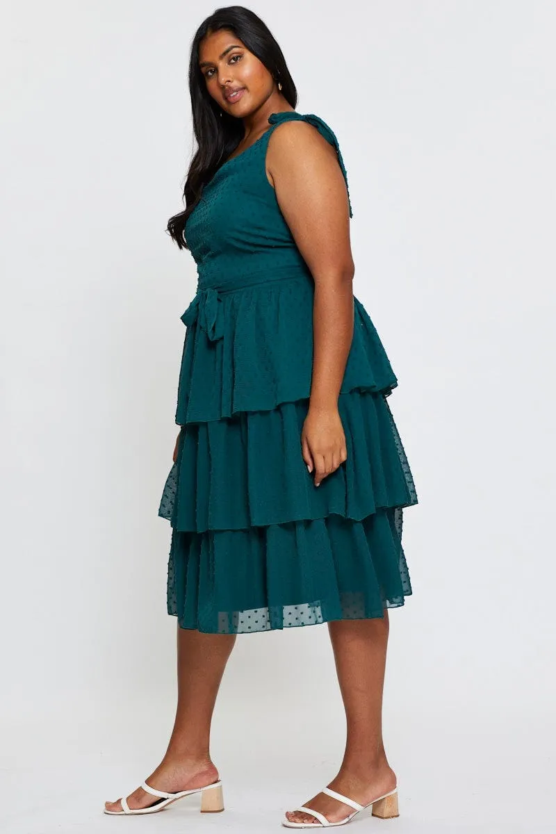 London Girl Green Midi Dress One Shoulder Sleeveless