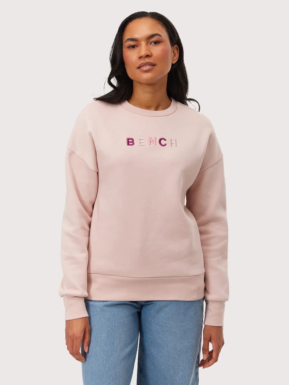Lilem Block Letter Crew Neck Sweatshirt Basic Core