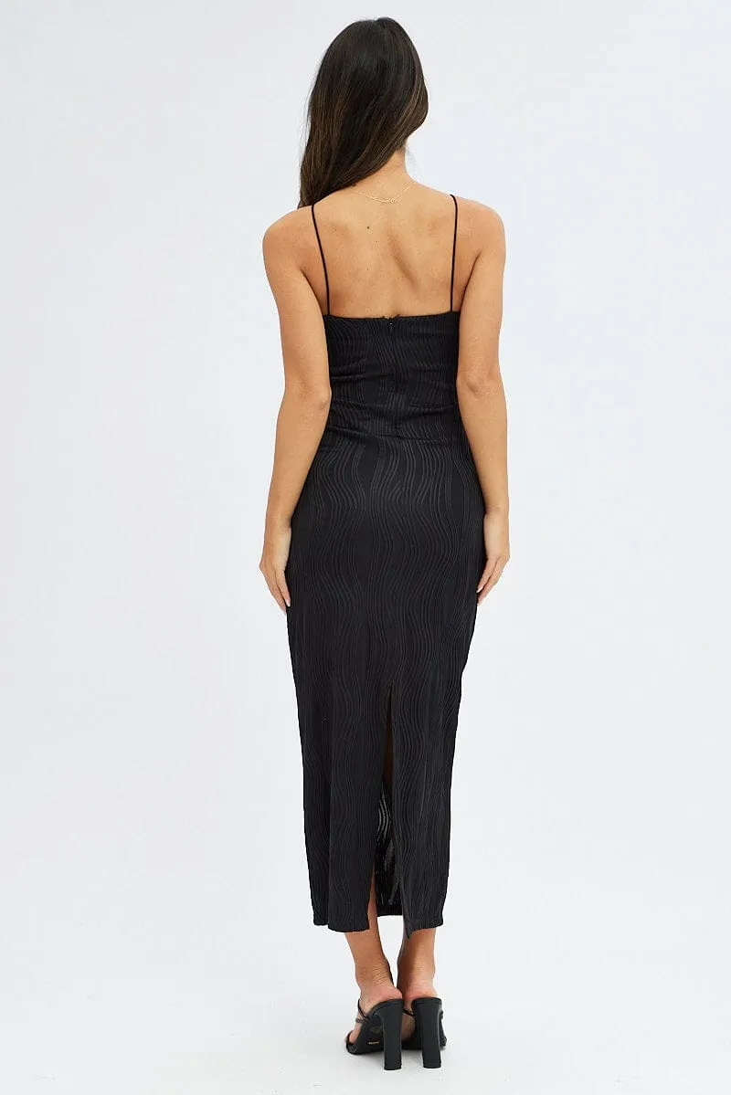 Black Maxi Dress Sleeveless Bodycon Flare Bottom Dune Glow