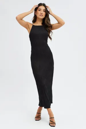 Black Maxi Dress Sleeveless Bodycon Blush Tone