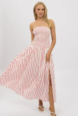 Red Stripe Strapless Maxi Dress Grace Flow The elegant fit of this dress enhances your figure while providing plenty of comfort