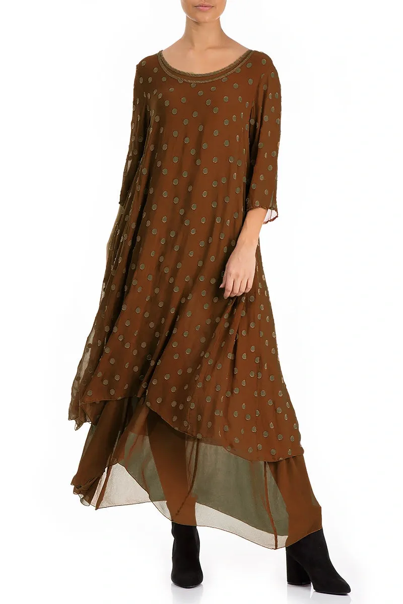 Layered Dotty Aged Copper Silk Dress AirflowOptimized Dry Touch