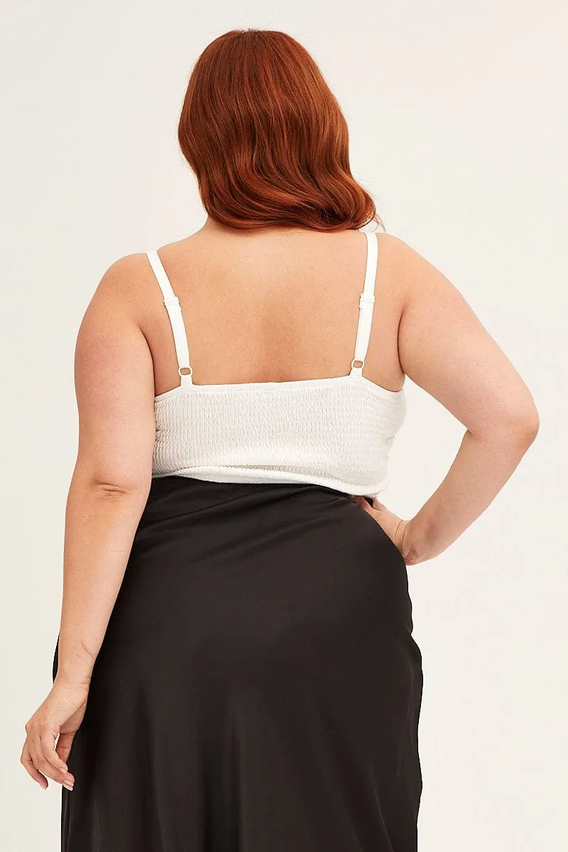 White Crop Singlet Top Crochet Lace Farm Glow