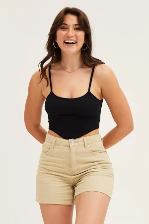 Polish Glow Black Seamless Corset Detail Singlet Top