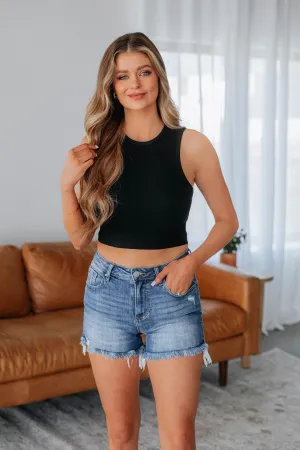 Non Restrictive Cuffs Willa Ribbed Tank - Black
