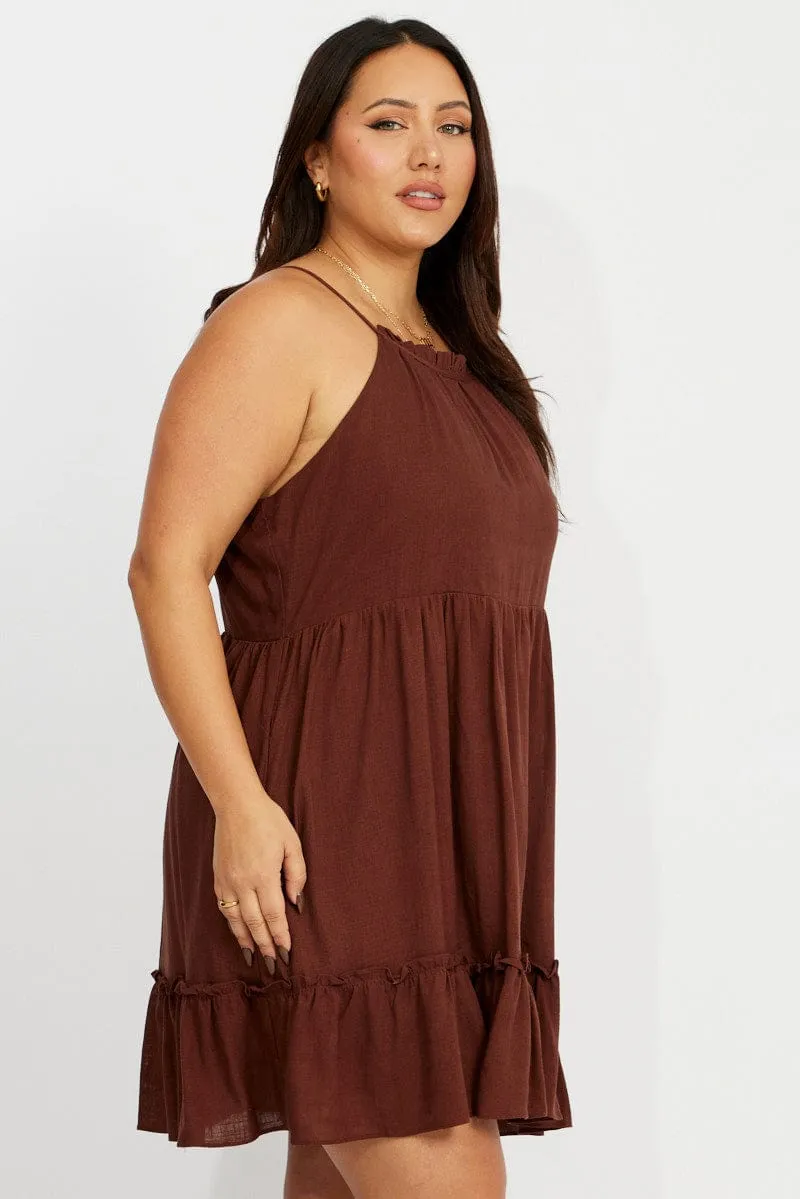 Comfy chic Trend Star Brown Strappy Mini Dress