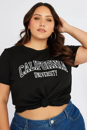 Black Graphic T-shirt Short Sleeve Crew Neck Quick Drying