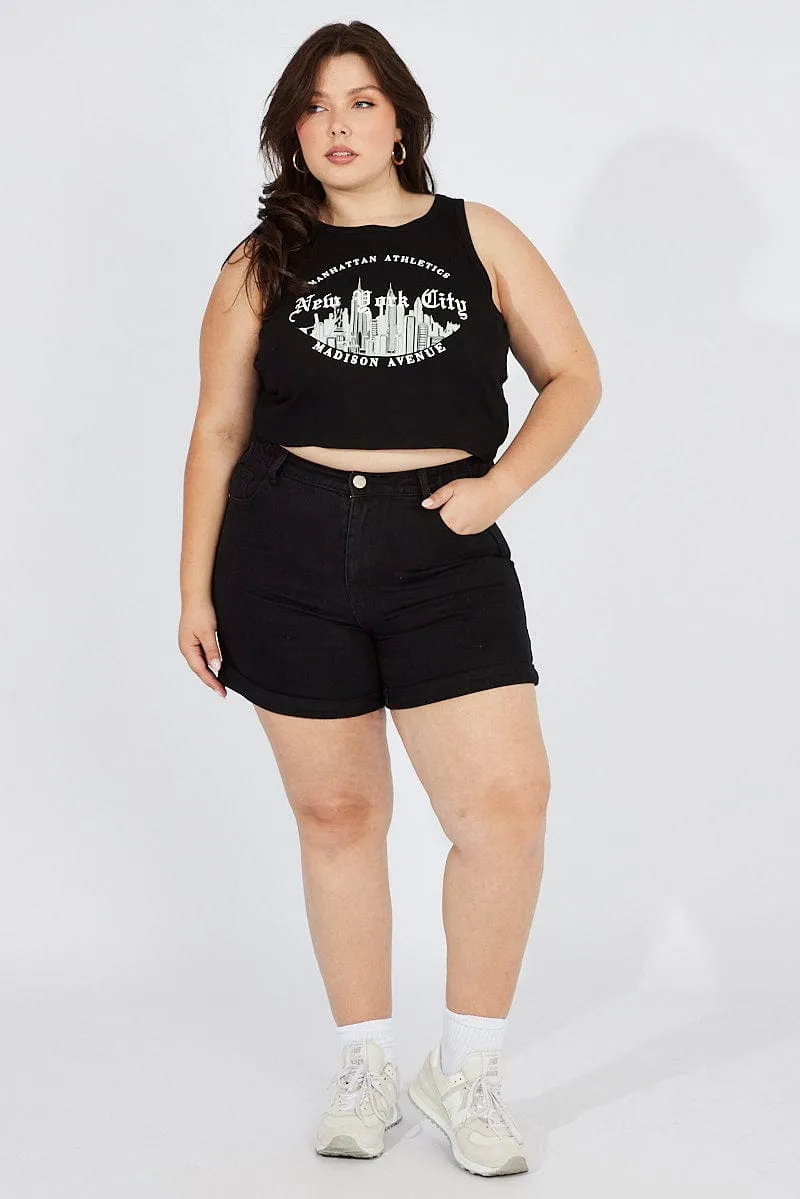 Black Relaxed Shorts High Rise StaticResistantTextile