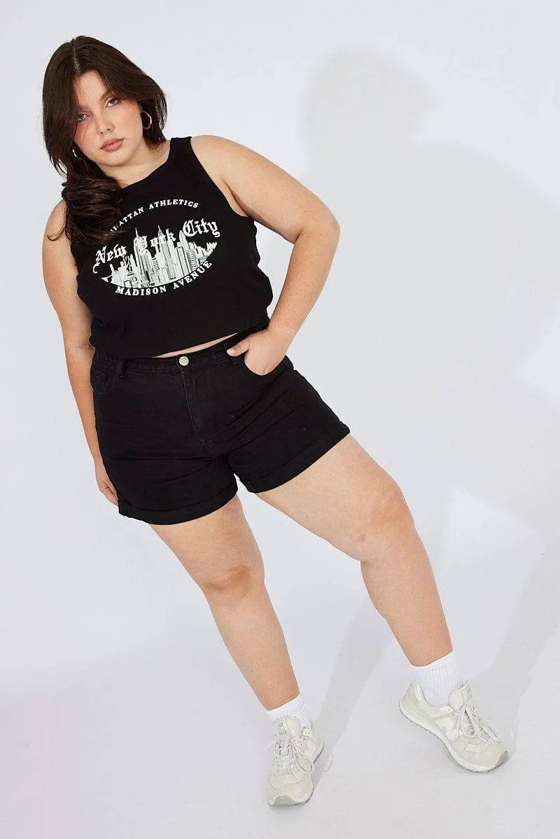 Business Attire Easy Go Black Relaxed Shorts High Rise