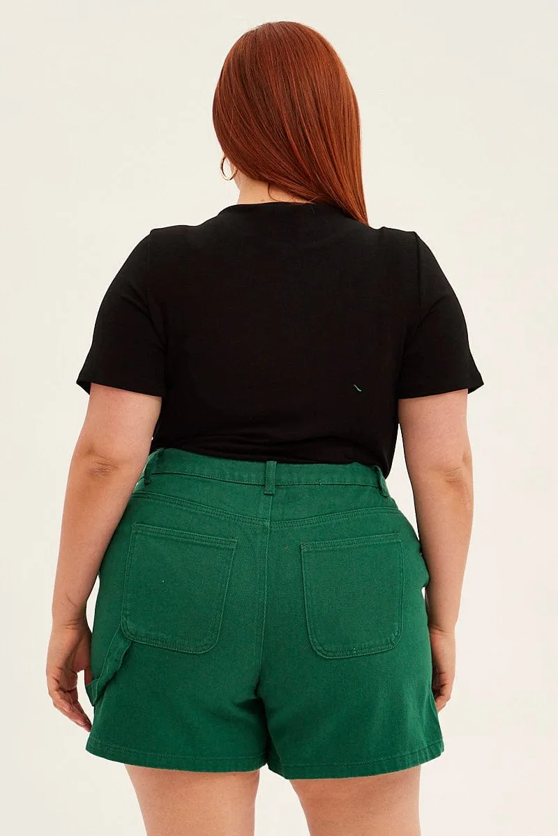 Green Carpenter Denim Shorts High Rise SmoothEdging