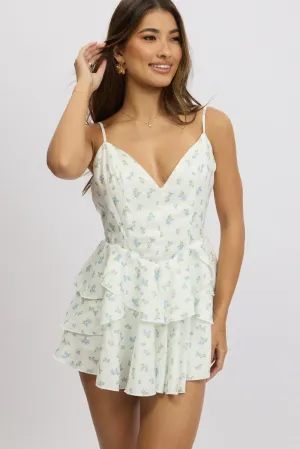 sporty wear Warm Base White Ditsy Ruffle Dress Singlet