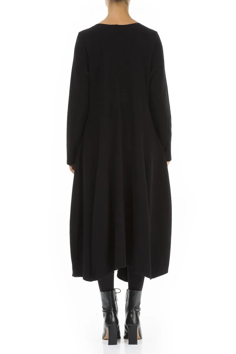 Flared Black Jersey Cotton Dress World Glow