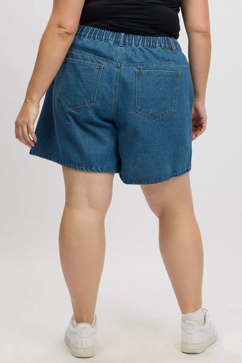 Star Soul Denim Relaxed Shorts High Rise