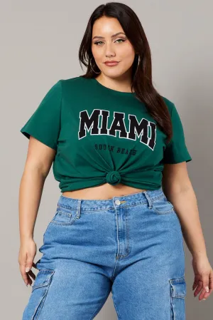 Chilly Layer Green Graphic T-shirt Short Sleeve Crew Neck