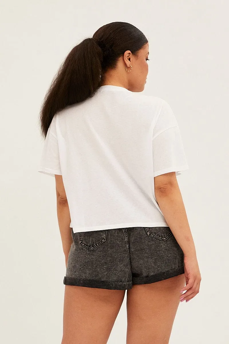 White Short Sleeve Brooklyn T-shirt Street Casual