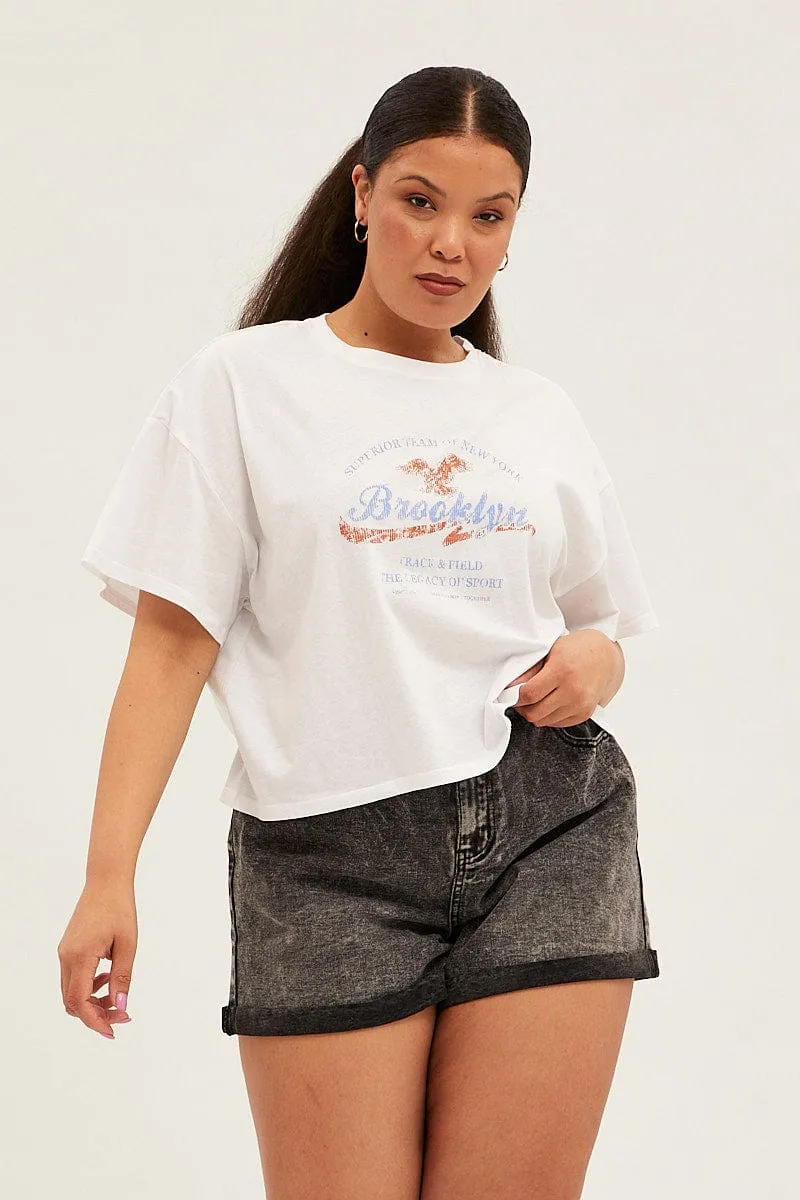 White Short Sleeve Brooklyn T-shirt Cool Style