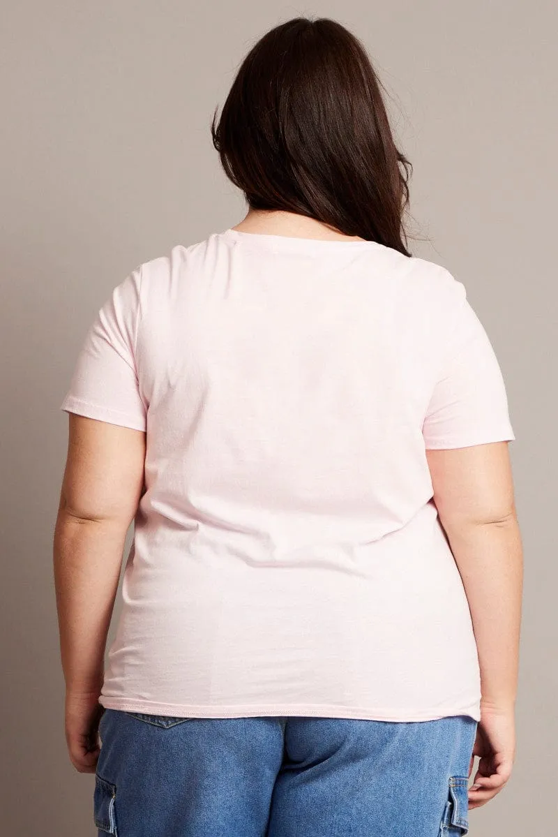 Complementary Colors Long Lasting Color Pink Graphic T-shirt Short Sleeve Crew Neck