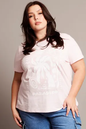 SkinFriendlyFibers Pink Graphic T-shirt Short Sleeve Crew Neck