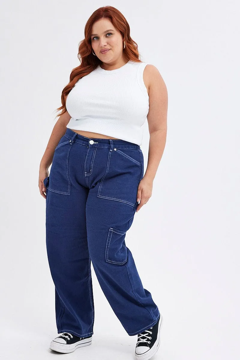 Student Outfit Work Ready Foundation Wear Blue Cargo Jeans Out Pocket