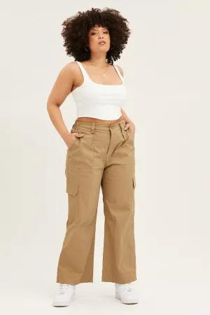 Sport Friendly Work Flex Green Mid Rise Wide Leg Cargo Pants